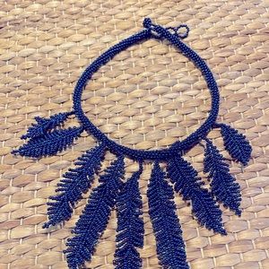 Beautiful hand beaded feather necklace
